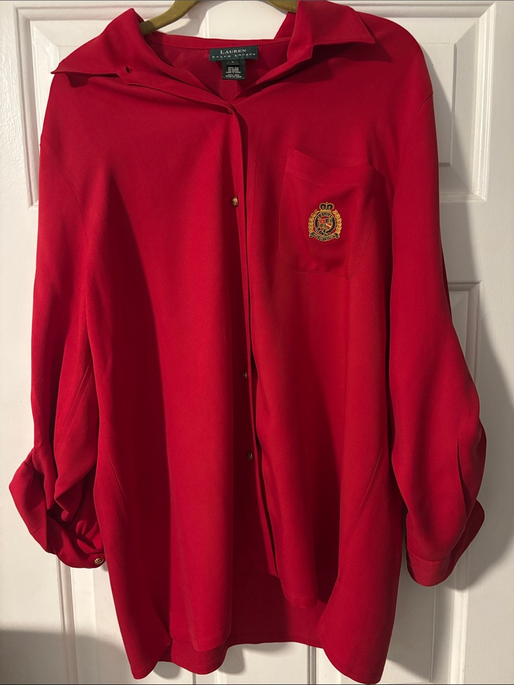 Ralph Lauren Women’s Button-Up Crest Pocket Blouse Size Large